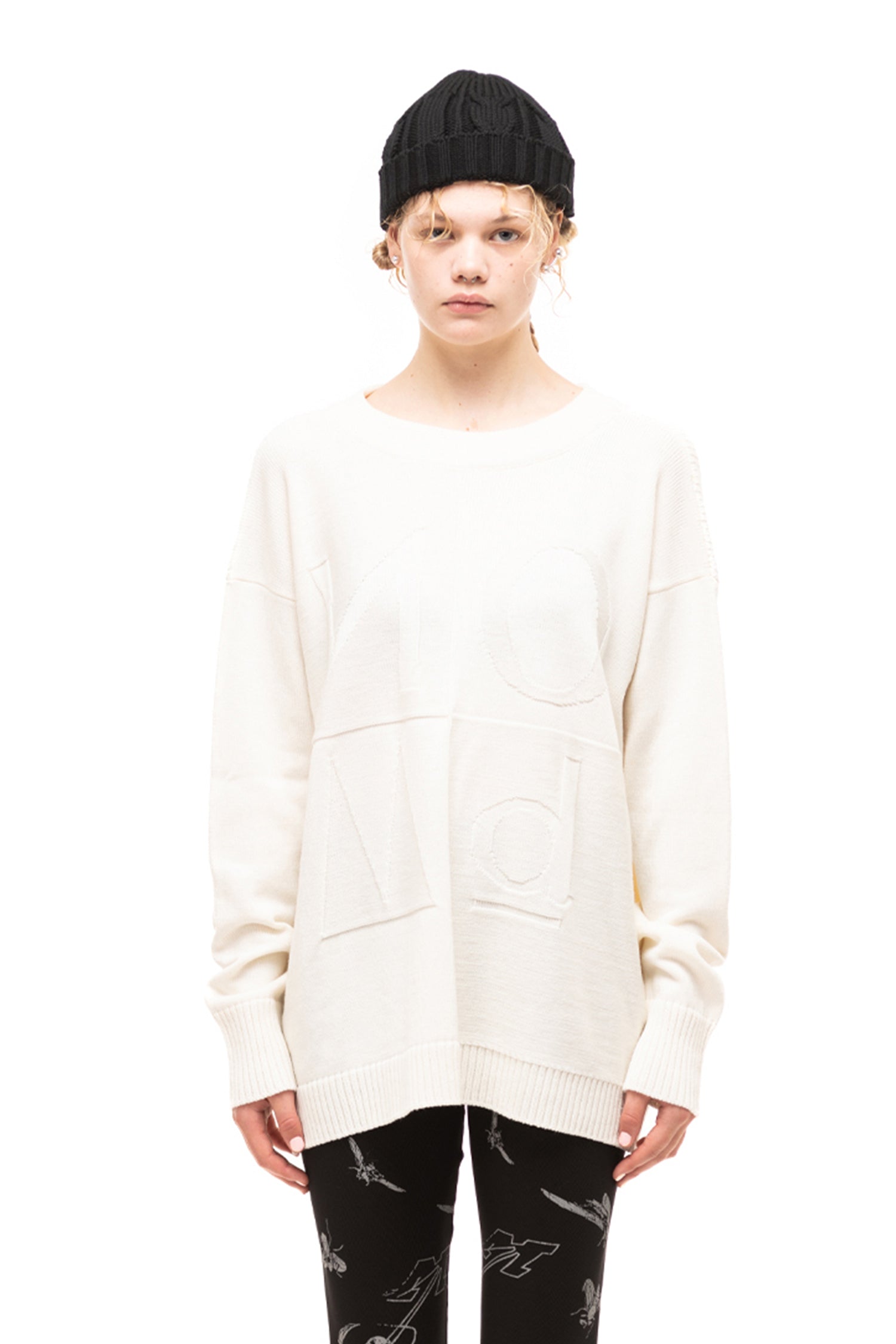 CHECK OFF SWEATER IN MILK,W23