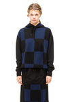 CROP HOODIE IN BLUE CHECKERBOARD, W23