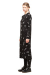 WINGED DRESS IN BLACK FLY PRINT, W23