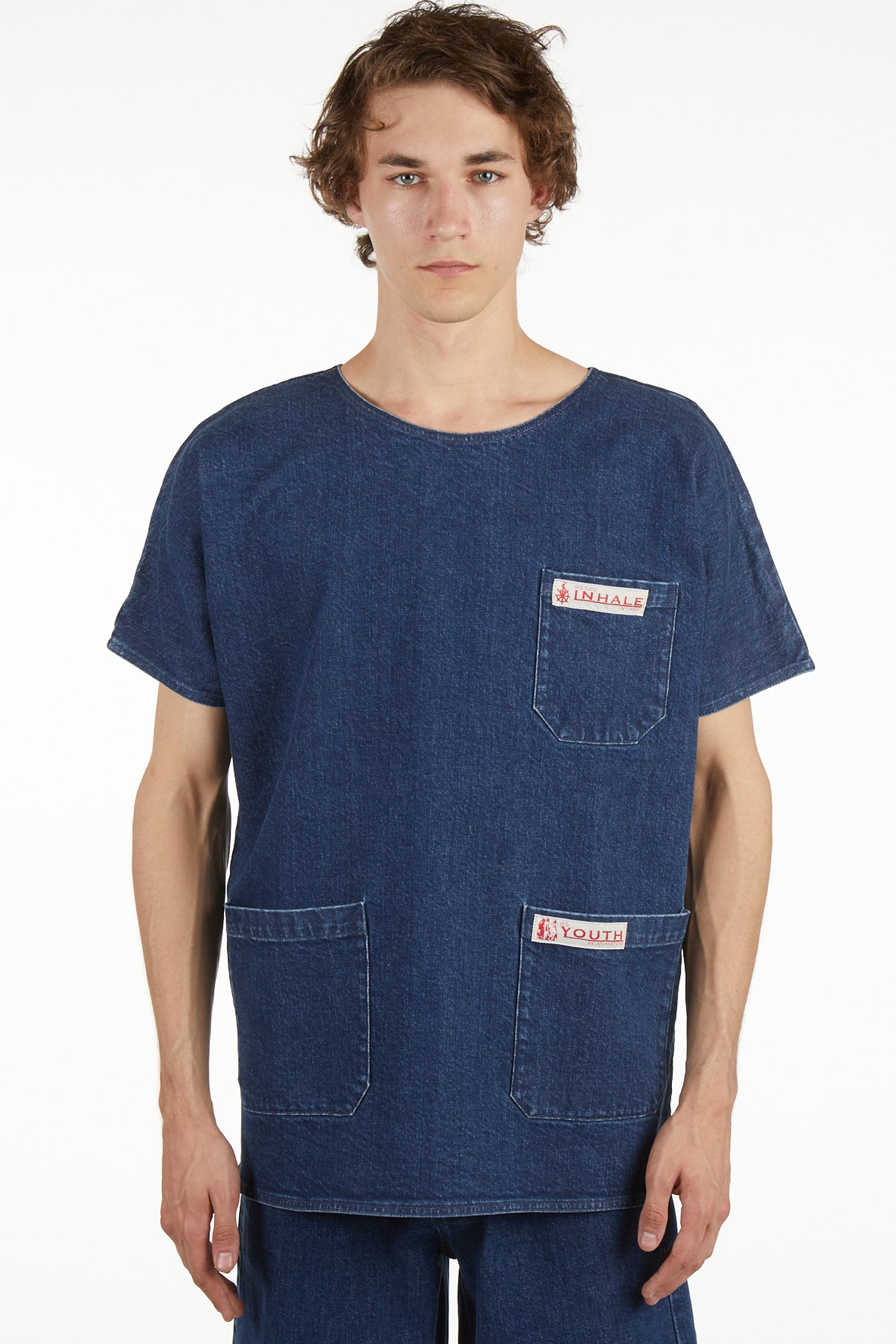 DENIM TOP WITH ROUND NECK