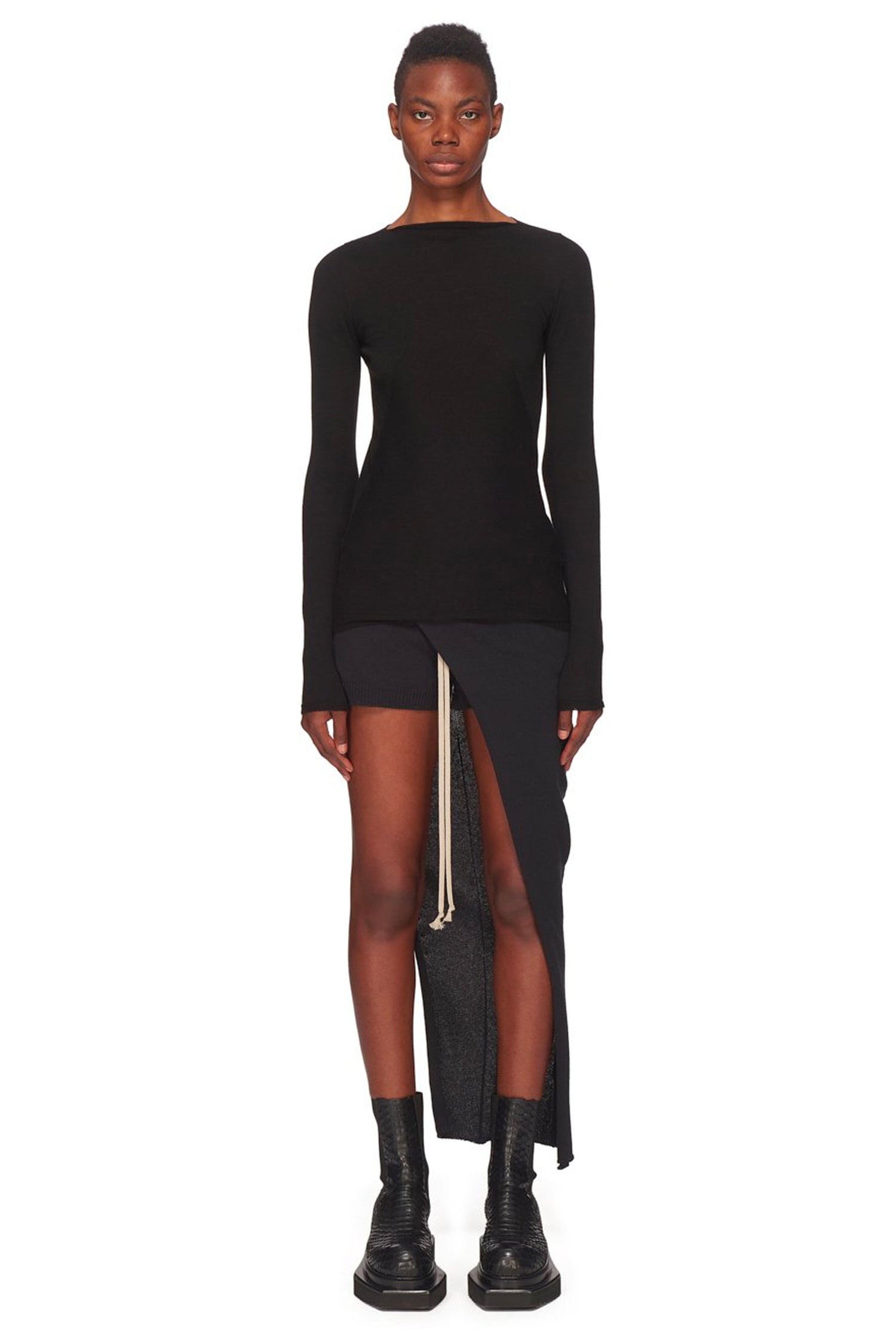 LS COLUMN KNIT IN BLACK, SS23