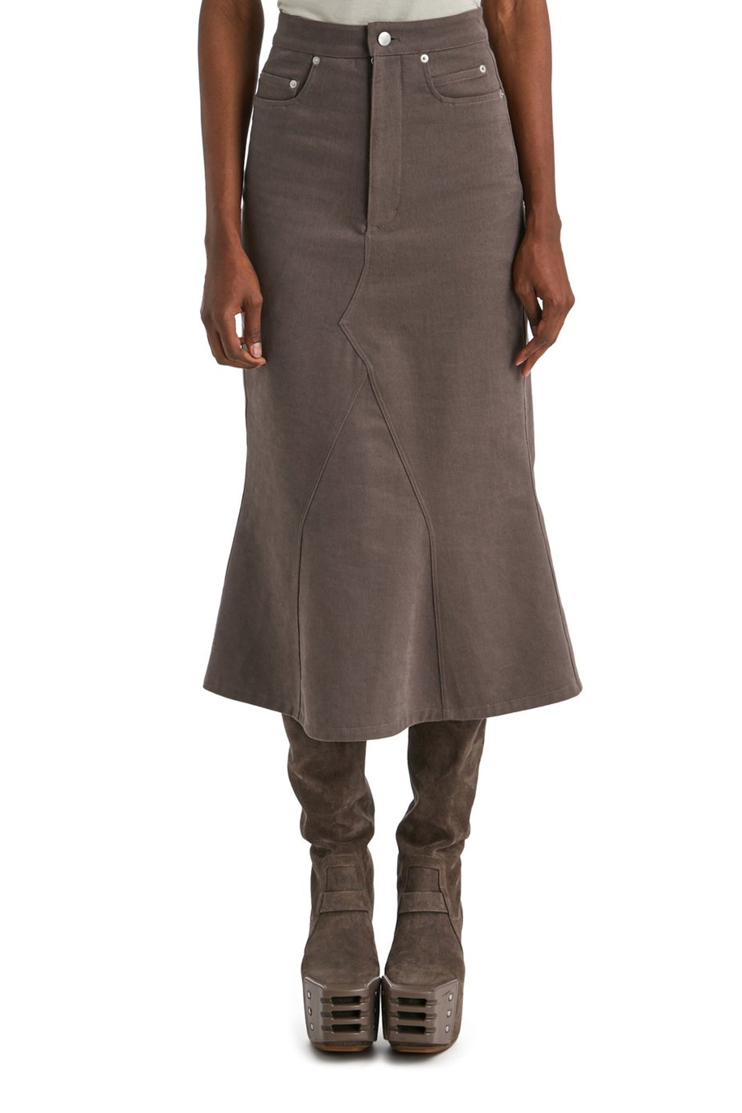 KNEE GODET SKIRT IN DUST, FW22