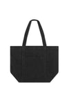 SMALL DENIM TOTE BAG WITH LEATHER BADGE,S22