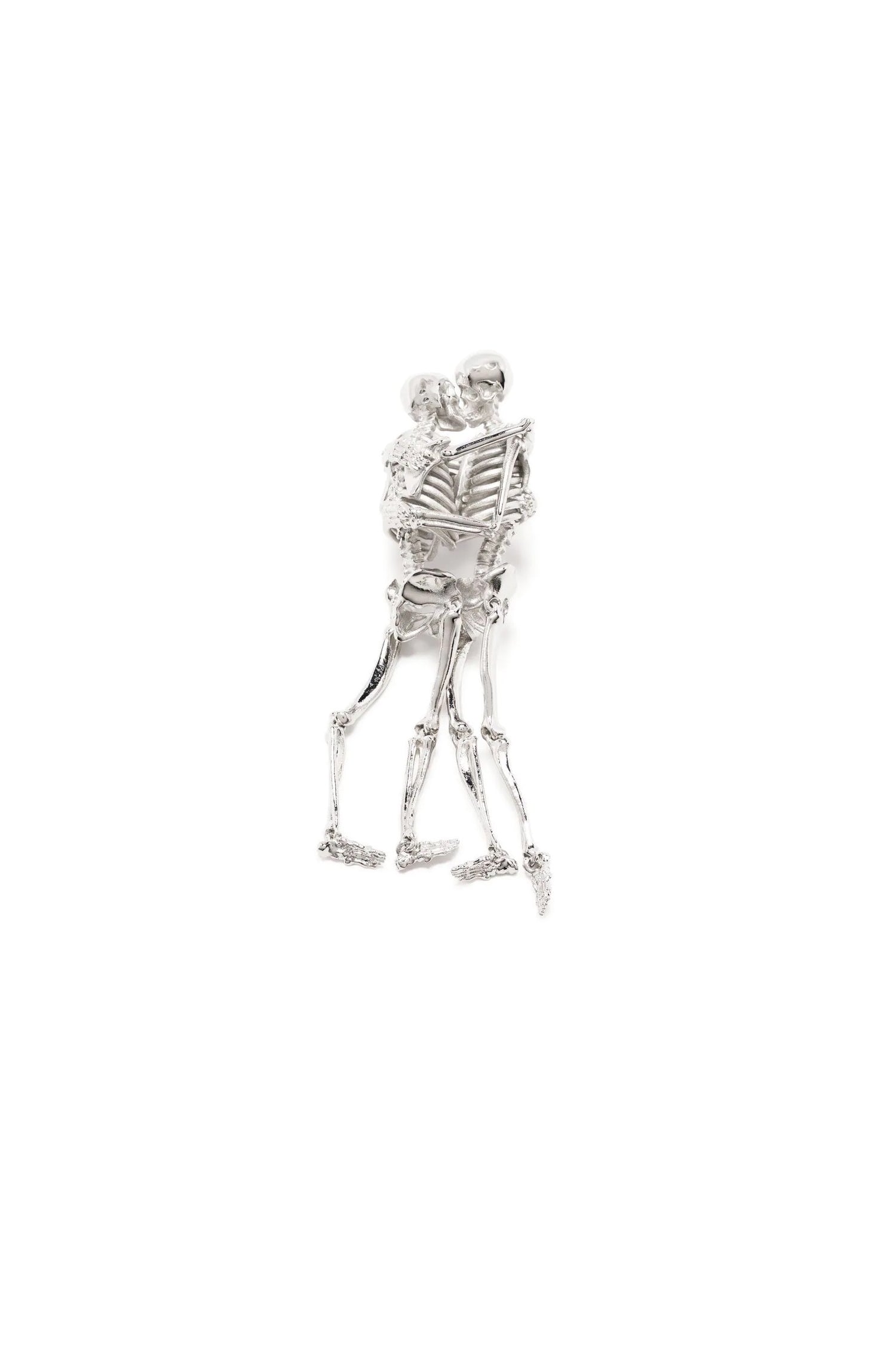 KISSING SKELETON BROOCHE IN SILVER, FW22