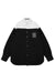 OVERSIZED BICOLOR DENIM SHIRT WITH R PIN IN BACK IN BLACK/WHITE, FW22