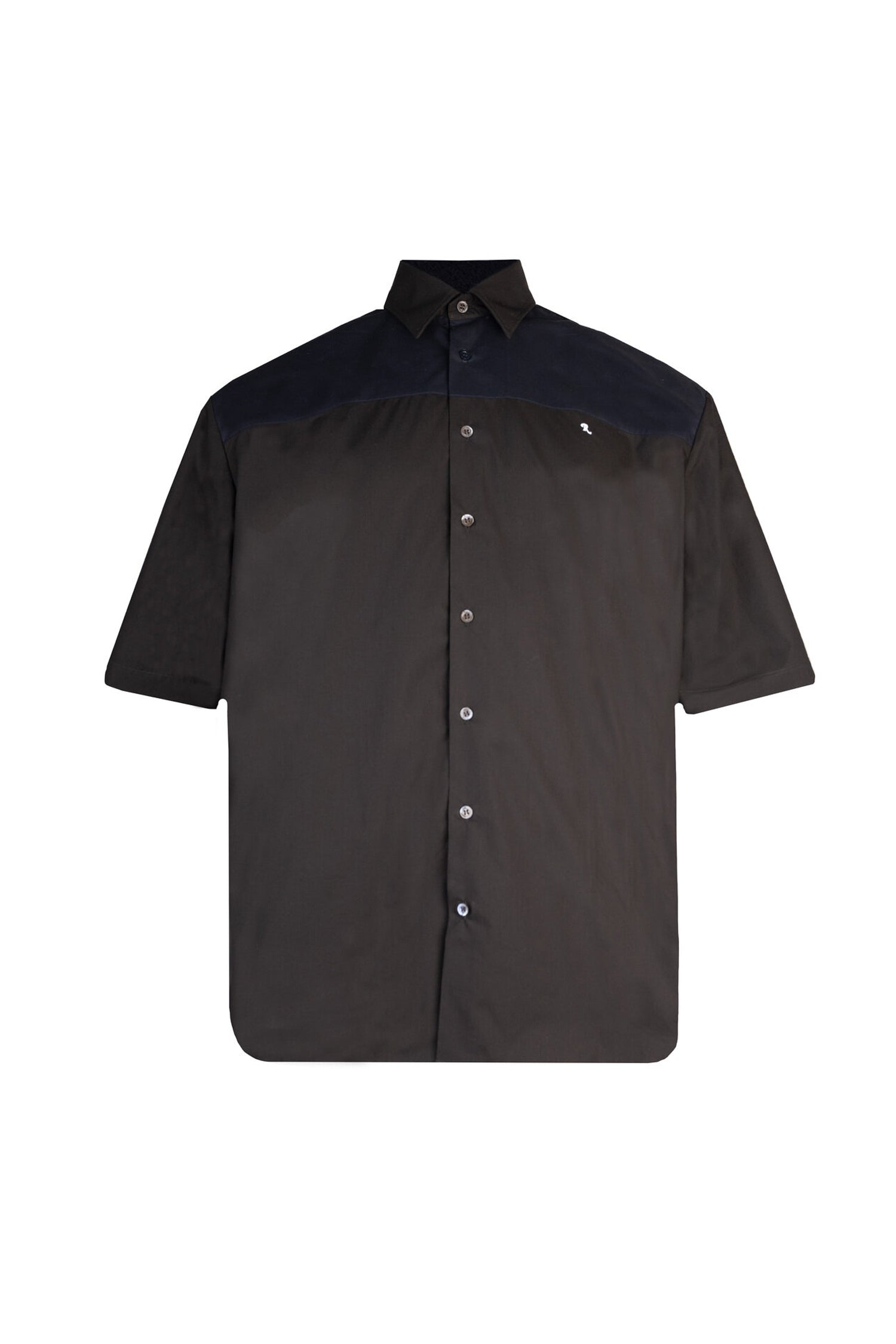AMERICANO BICOLOR SHIRT WITH EMBROIDERY IN BLACK/NIGHT, FW22