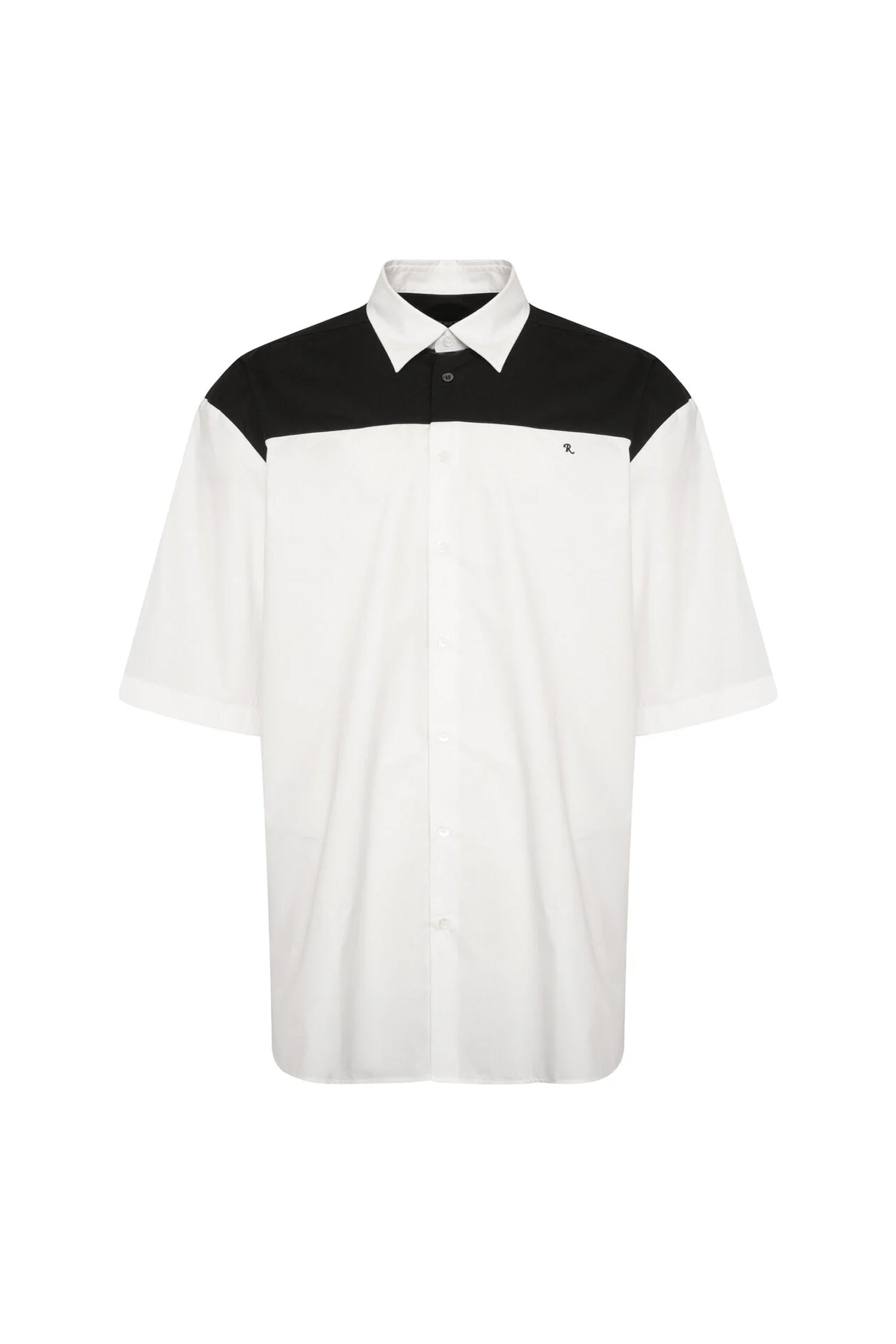 AMERICANO BICOLOR SHIRT WITH EMBROIDERY IN WHITE/BLACK, FW22