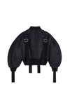 CROPPED BOMBER JACKET W/ ADJUSTABLE SLIDERS IN BLACK, SS23