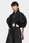 CROPPED BOMBER JACKET W/ ADJUSTABLE SLIDERS IN BLACK, SS23