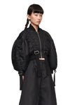 CROPPED BOMBER JACKET W/ ADJUSTABLE SLIDERS IN BLACK, SS23