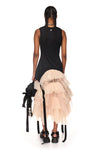 LAYERED RUFFLE LONG TUTU SKIRT IN NUDE,SS23