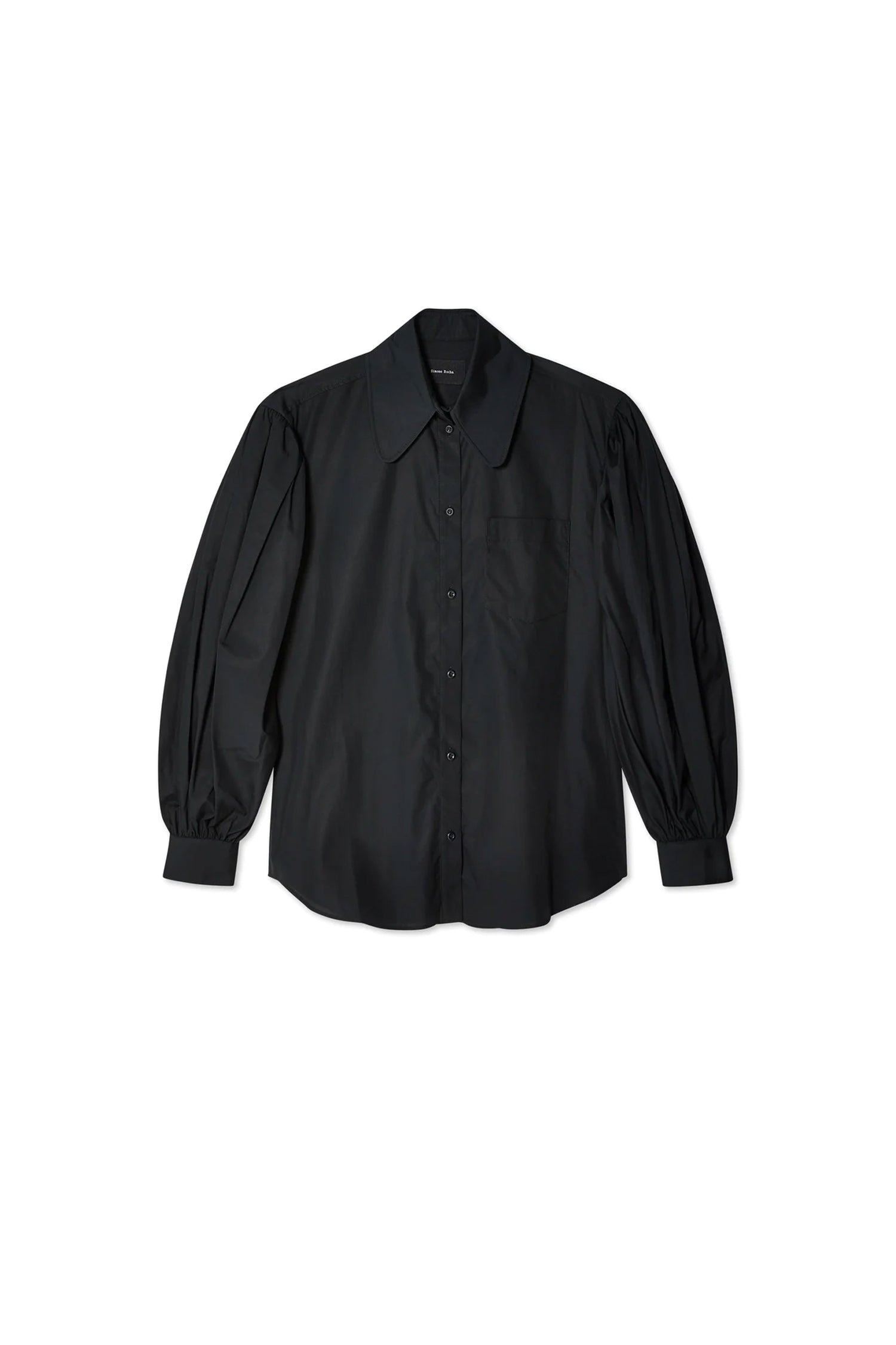 LONG PUFF SLEEVE BUTTON-UP SHIRT IN BLACK, SS23