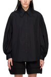 LONG PUFF SLEEVE BUTTON-UP SHIRT IN BLACK, SS23