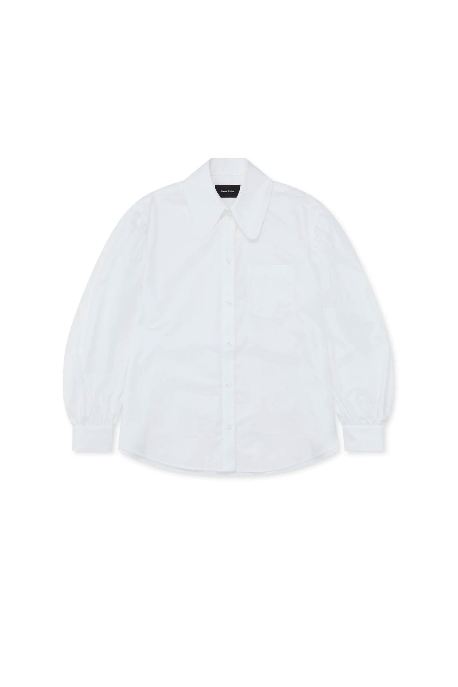 LONG PUFF SLEEVE BUTTON-UP SHIRT IN WHITE, SS23