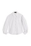LONG PUFF SLEEVE BUTTON-UP SHIRT IN WHITE, SS23