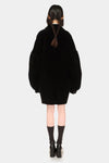 DOUBLE BREASTED COAT W/ ELONGATED SLEEVE IN BLACK, AW22-23