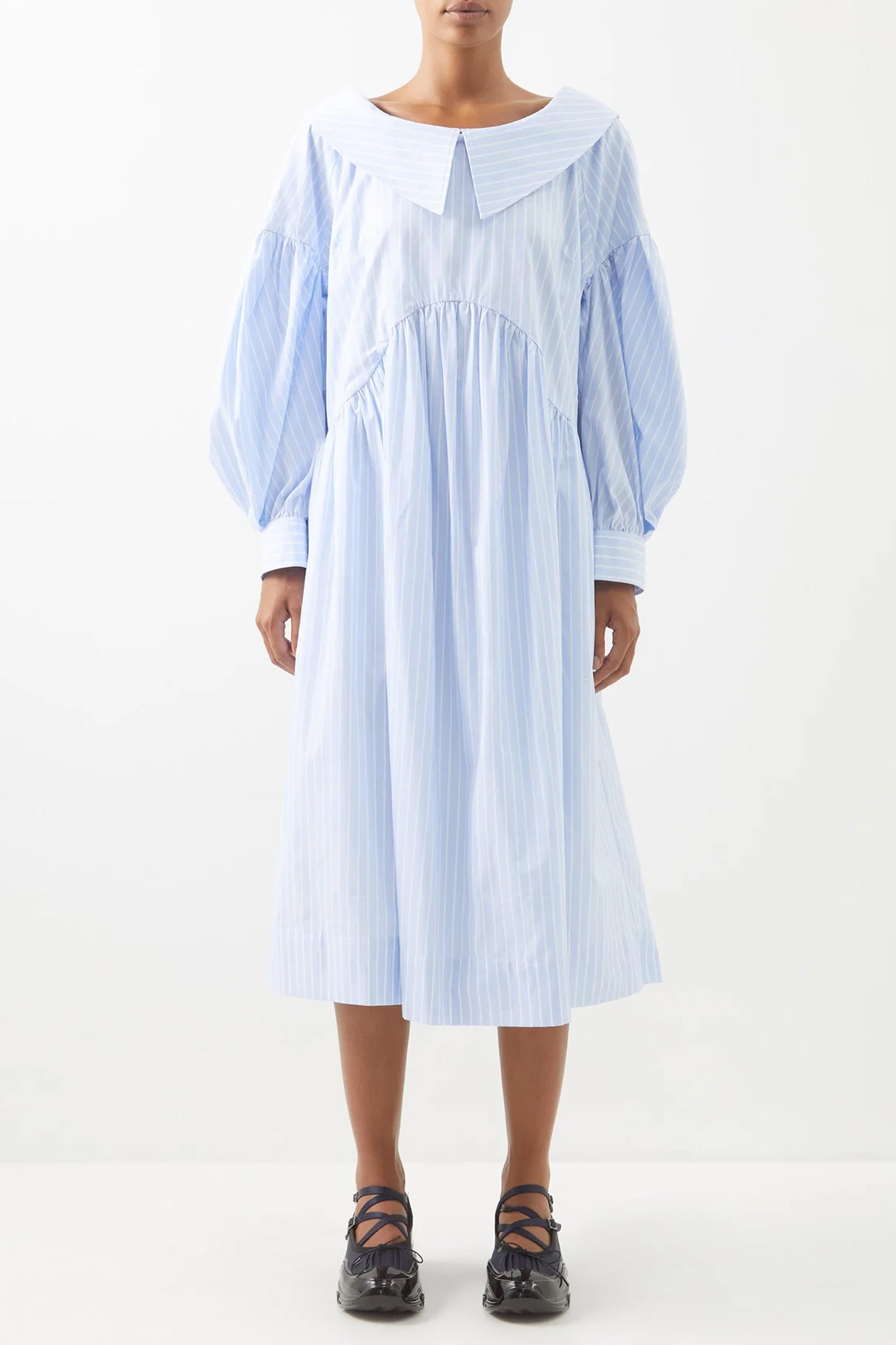 OPEN NECK SHIRT DRESS IN BLUE, AW22-23 - Zambesi Store