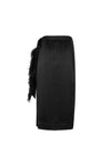 PENCIL MIDI SKIRT WITH FEATHER TRIMMED RIBBON IN BLACK, AW22-23