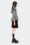 PEPLUM SHIRT W/ SHOULDER FRILL IN BLACK/WHITE, AW22-23