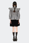 PEPLUM SHIRT W/ SHOULDER FRILL IN BLACK/WHITE, AW22-23