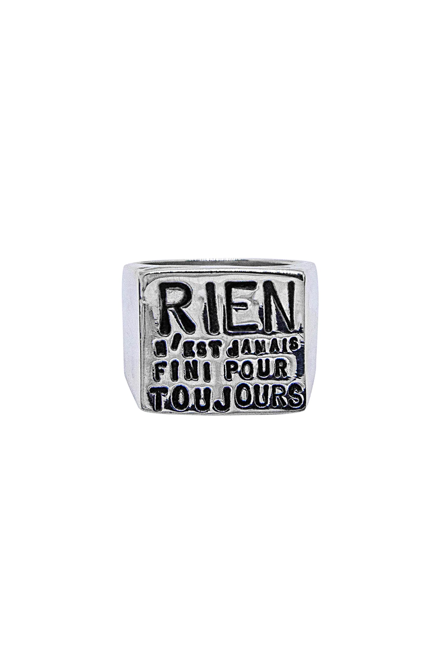 CHEVALIÈRE GRAVÉE "RIEN…." ARGENT