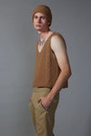 RIB VEST IN CAMEL,W23