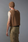 RIB VEST IN CAMEL,W23
