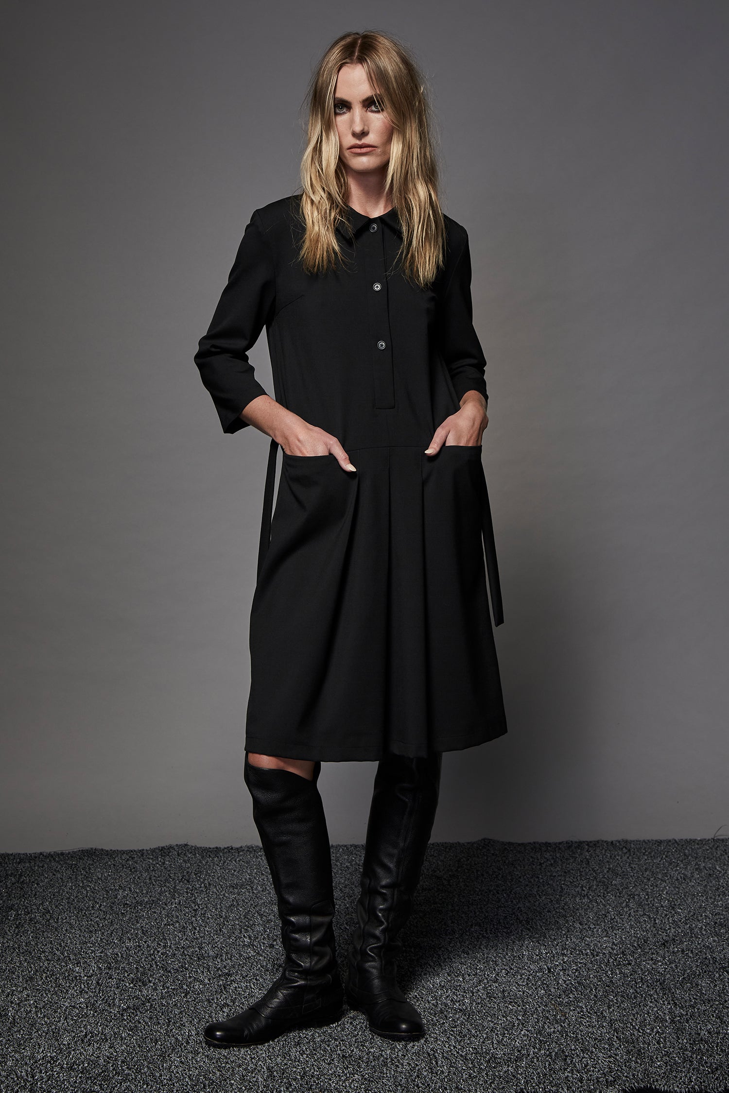 SHIRT DRESS IN SUITBLACK,W23