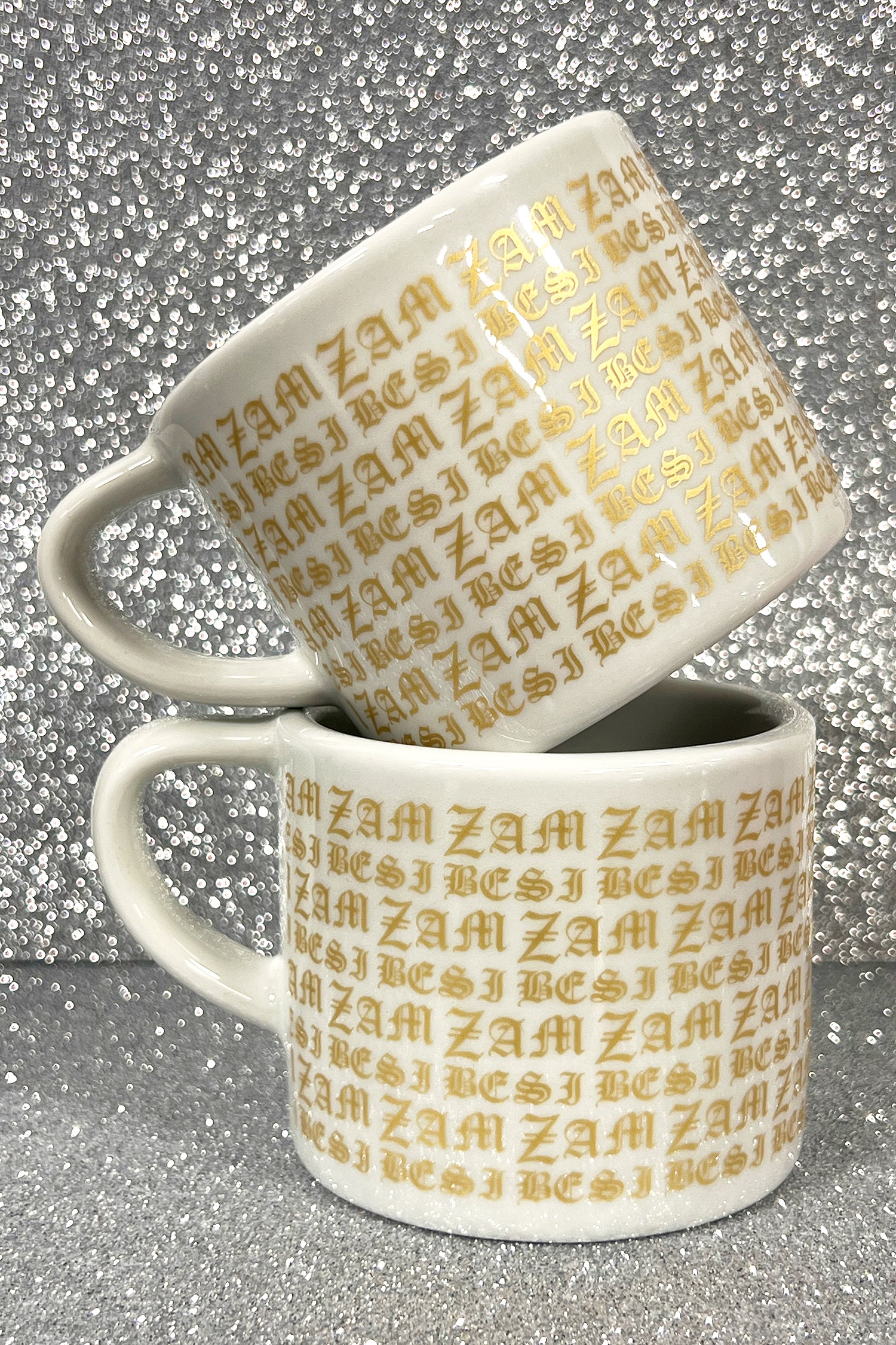 FLAT WHITE CUP SET IN WHITE/GOLD